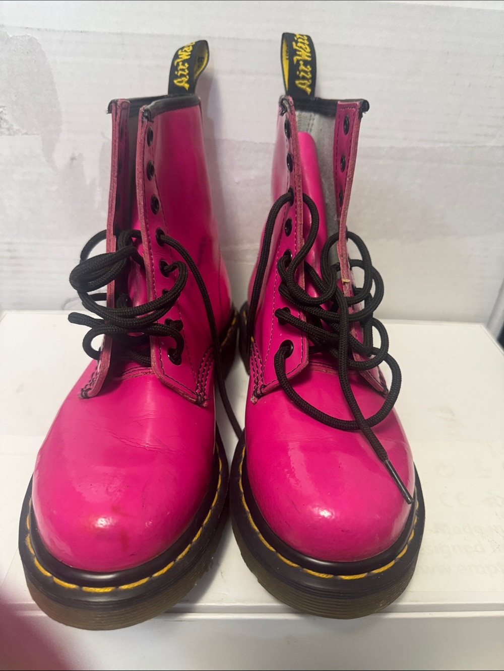 Dr. Martens Hot Pink Lace-Up Ankle Boots with Black Sole